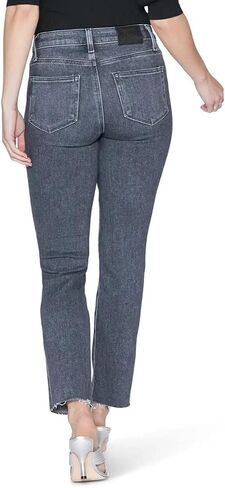 PAIGE Women's Cindy raw Hem high Rise Straight Leg Ankle legth in ash Black, 25 in Saudi Arabia