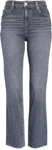 PAIGE Women's Cindy raw Hem high Rise Straight Leg Ankle legth in ash Black, 25 in Saudi Arabia