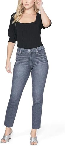 PAIGE Women's Cindy raw Hem high Rise Straight Leg Ankle legth in ash Black, 25 in Saudi Arabia
