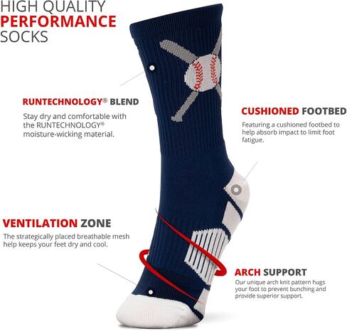 ChalkTalkSPORTS Baseball Woven Mid-Calf Socks | Crossed Bats | Youth and Adult Sizes in Saudi Arabia