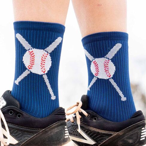 ChalkTalkSPORTS Baseball Woven Mid-Calf Socks | Crossed Bats | Youth and Adult Sizes in Saudi Arabia