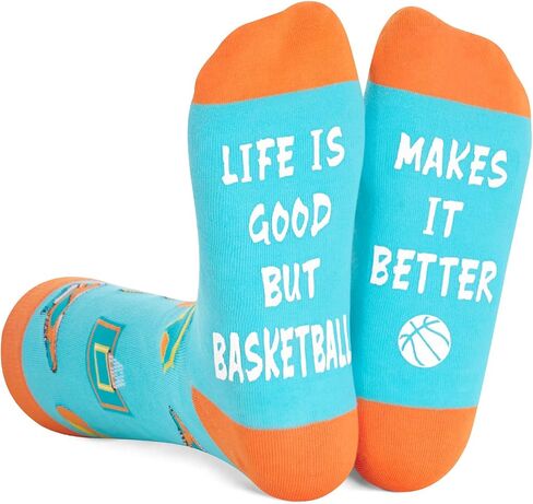 Zmart Unisex Funny Socks Funny Basketball Socks Men Women, Basketball Coach Gifts Gifts For Basketball Lovers Basketball Team Gifts Gifts For Basketball Players, Basketball Light Blue, M in Kuwait