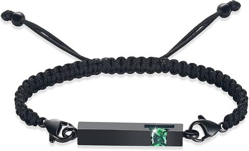 constantlife Birthstone Crystal Cube Urn Bracelet for Ashes Braided Rope Adjustable Bangle Cremation Memorial Jewelry Loved Ones Funeral Keepsake Gift for Women Men in Saudi Arabia