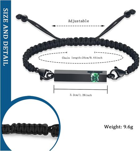 constantlife Birthstone Crystal Cube Urn Bracelet for Ashes Braided Rope Adjustable Bangle Cremation Memorial Jewelry Loved Ones Funeral Keepsake Gift for Women Men in Saudi Arabia