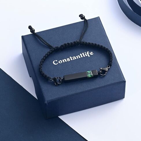 constantlife Birthstone Crystal Cube Urn Bracelet for Ashes Braided Rope Adjustable Bangle Cremation Memorial Jewelry Loved Ones Funeral Keepsake Gift for Women Men in Saudi Arabia
