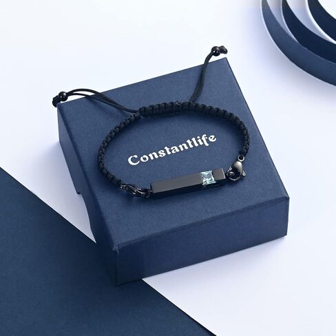constantlife Birthstone Crystal Cube Urn Bracelet for Ashes Braided Rope Adjustable Bangle Cremation Memorial Jewelry Loved Ones Funeral Keepsake Gift for Women Men in Saudi Arabia