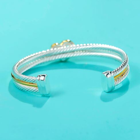 UNY JEWEL Women Jewelry Make a Statement Stylish Double Twisted Cable Wire Tie a Love Knots Cuff Bangle Christmas Gifts, Metal, no gemstone in Saudi Arabia