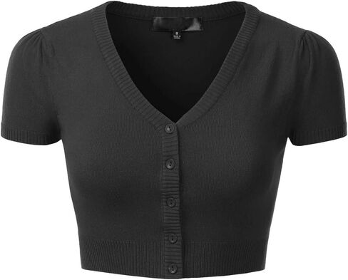EIMIN Women's Fitted V-Neck Bolero Shrug Cropped Short Sleeve Cardigan Sweater (S-3X) in Kuwait