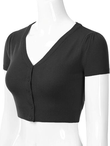EIMIN Women's Fitted V-Neck Bolero Shrug Cropped Short Sleeve Cardigan Sweater (S-3X) in Kuwait