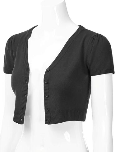 EIMIN Women's Fitted V-Neck Bolero Shrug Cropped Short Sleeve Cardigan Sweater (S-3X) in Kuwait