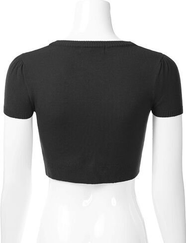 EIMIN Women's Fitted V-Neck Bolero Shrug Cropped Short Sleeve Cardigan Sweater (S-3X) in Kuwait