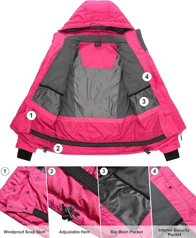 Little Donkey Andy Women's Warm Ski Jacket Water Resistant Insulated Snowboarding Jacket Windproof Winter Snow Coat in Kuwait