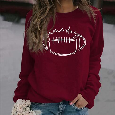 HAN YUAN Womens Game Day Sweatshirt Football Graphic Print Pullover Long Sleeve Crewneck Casual Tops in Saudi Arabia