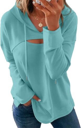 VICHYIE قميص نسائي خريفي بأكمام طويلة وبلوزة وغطاء للرأس in Kuwait