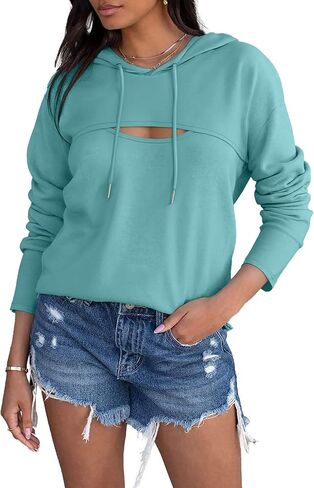 VICHYIE قميص نسائي خريفي بأكمام طويلة وبلوزة وغطاء للرأس in Kuwait