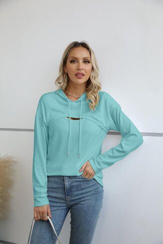 VICHYIE قميص نسائي خريفي بأكمام طويلة وبلوزة وغطاء للرأس in Kuwait