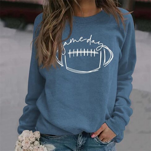 HAN YUAN Womens Game Day Sweatshirt Football Graphic Print Pullover Long Sleeve Crewneck Casual Tops in Saudi Arabia