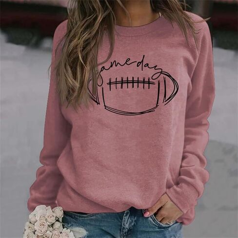 HAN YUAN Womens Game Day Sweatshirt Football Graphic Print Pullover Long Sleeve Crewneck Casual Tops in Saudi Arabia