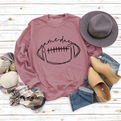 HAN YUAN Womens Game Day Sweatshirt Football Graphic Print Pullover Long Sleeve Crewneck Casual Tops in Saudi Arabia