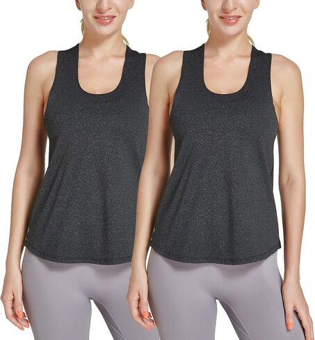 قمصان بدون أكمام للسيدات من HomyComy، قمصان خفيفة الوزن بدون أكمام، قمصان فضفاضة مناسبة للجري الرياضي والتنس واليوجا in Kuwait