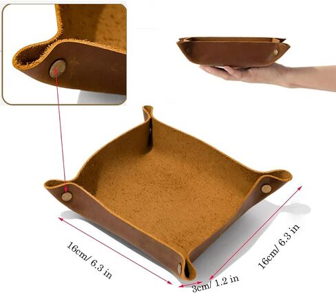 aolaso ​​Valet Tray للرجال، مجوهرات جلدية مفتاح Catchall صينية عملة محفظة الهاتف العلبة منظم السرير صندوق تخزين للرجال والنساء in Kuwait