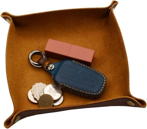 aolaso ​​Valet Tray للرجال، مجوهرات جلدية مفتاح Catchall صينية عملة محفظة الهاتف العلبة منظم السرير صندوق تخزين للرجال والنساء in Kuwait