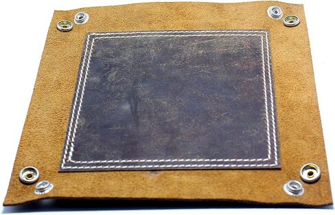 JYOS Valet Tray، صينية جلدية حقيقية، صينية Catchall، صينية مفاتيح مجوهرات للرجال والنساء، لوحة تخزين مكتبية لمحفظة مجوهرات الهاتف المعدنية (بني عتيق، 25 سم × 25 سم) in Kuwait