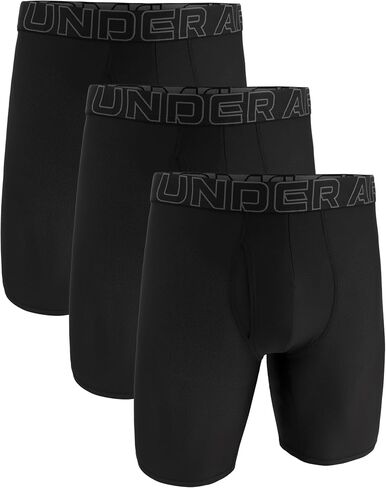 ملابس داخلية قصيرة للرجال من Under Armour مصنوعة من نسيج شبكي طويل الساق، درزة داخلية 9 بوصات، راحة طوال اليوم وفائقة النعومة، عبوة من 3 قطع in Kuwait