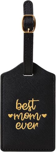 علامة أمتعة من جلد البولي يوريثان، علامة أمتعة مطرزة لحقيبة السفر، علامة أمتعة Best Mom Ever، أفضل علامة أمتعة للأب على الإطلاق، هدية للأم، هدية للأب (أسود/ذهبي-أفضل أب على الإطلاق) in Kuwait
