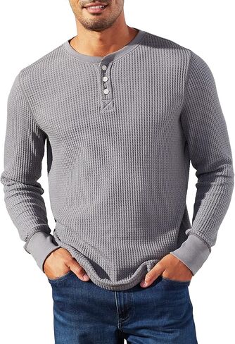 UpWest Men's Cozy Up Waffle Henley Tee in Saudi Arabia