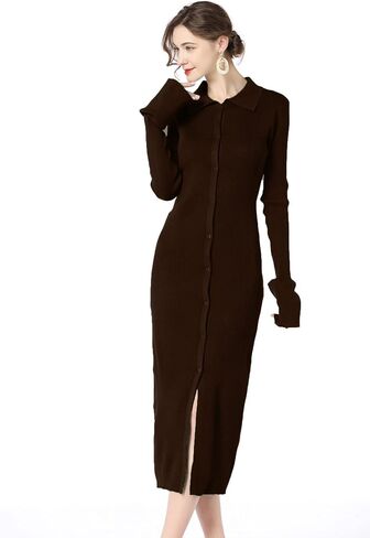 Women's Open Front Sweater Dress Long Sleeve Cardigan Outwear Green Dress for Women Button Down Fall Dress Sexy Bodycon Knit in Kuwait
