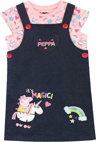 Peppa Pig Girls' Unicorn Pinafore Dress & T-Shirt in Saudi Arabia