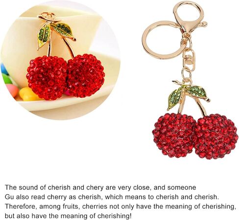Pssopp Rhinestone Keychain Cherry Key Ring Rhinestones Stylish Pendant Cute Fashion Hanging Pendants for Car Purse Backpack in Kuwait