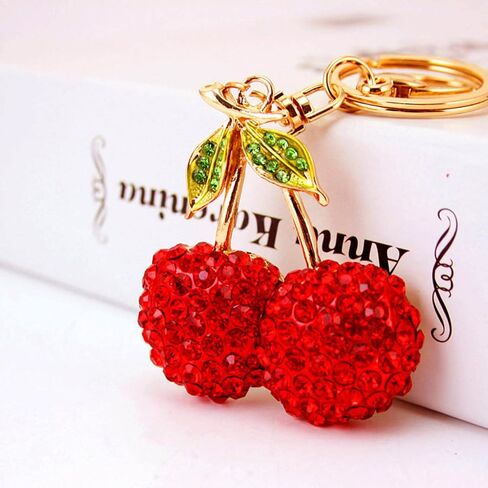 Pssopp Rhinestone Keychain Cherry Key Ring Rhinestones Stylish Pendant Cute Fashion Hanging Pendants for Car Purse Backpack in Kuwait