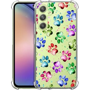 Glisten - Samsung Galaxy A54 Case, Samsung A54 Clear Case - Dog Paw Watercolored Printed Printed Durable Slim Fit Transparent Shockproof Designer Back Clear Case/Cover for Samsung A54 5G. in Kuwait