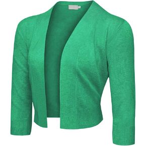 G-Style USA Women's 3/4 Sleeve Open Front Lightweight Cropped Shrug Cardigans Sweaters (S-XL)