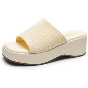 DREAM PAIRS Womens Slip on Wedges Platform Soft Cute Walking Comfort Flatform Sandals