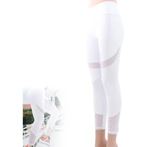 HPSN Women High-Waisted Yoga Pants Gym Sports Fitness Running Tummy Control Workout High Waist Yoga Leggings Pants with Pockets for Women's White XS in Kuwait