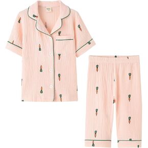 ACESTAR Toddler Girls Boys Pajamas Set Summer 2 Pcs Pjs Set - Kids Short Sleeve Button Down Sleepwear (3T-7 Years)
