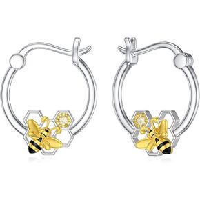 VONALA Cute Animal Hoop Earrings 925 Sterling Silver Mermaid / Hamster / Cow /Pig / Highland Cow / Hedgehog / Dinosaur / Bee / French Bulldog / Giraffe / Elephant / Ladybug / Celtic Huggie Hoop Earrings Animal Jewellery Gifts for Women Girls