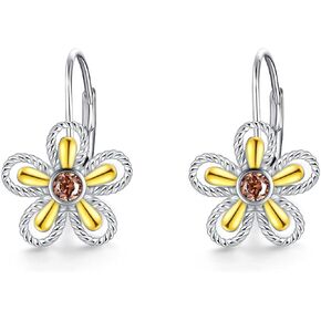 Daisy Earrings Gifts Sterling Silver Daisy Flower Leverback Earrings for Women Girls Sunflower Dasiy Hoop Earrings in Saudi Arabia