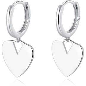 Reffeer Solid 925 Sterling Silver Love Heart Drop Earrings Hoop for Women Teen Girls Heart Hoop Dangle Earrings Huggie in Saudi Arabia