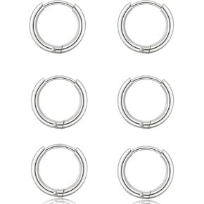 3 Pairs Small Gold Hoop Earrings, Dainty Cartilage Hoop Earring Gold Huggie Earrings for Women Men Tiny 316L Surgical Stainless Steel Earrings for Lober Cartilage Helix Hypoallergenic