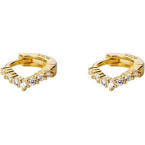 V Shaped Tiny Sleeper Cartilage Piercing Small Hoop Cuff Earrrings for Women Girls 2nd Hole S925 Sterling Silver Crystal Tragus Daith Huggie Hoops 6mm Fashion Jewelry for Birthday Best Friend in Kuwait