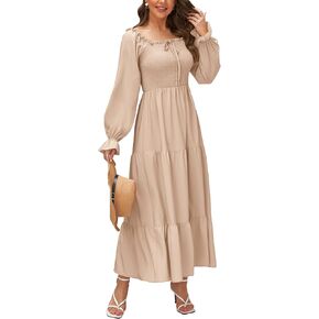 فستان Beyove طويل للنساء بأكمام طويلة على شكل حرف A، فستان ربيعي أنيق ومتين in Kuwait