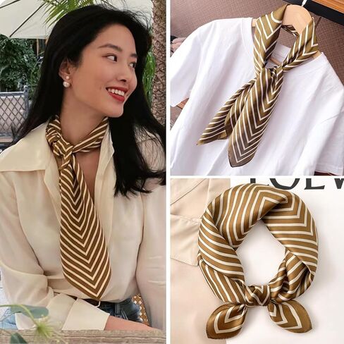 Pemilosci Fashion Hair Scarf for Women Soft Silk Feeling Head Scarves Head Wrap Square Bandanas 21 x 21 inches in Kuwait