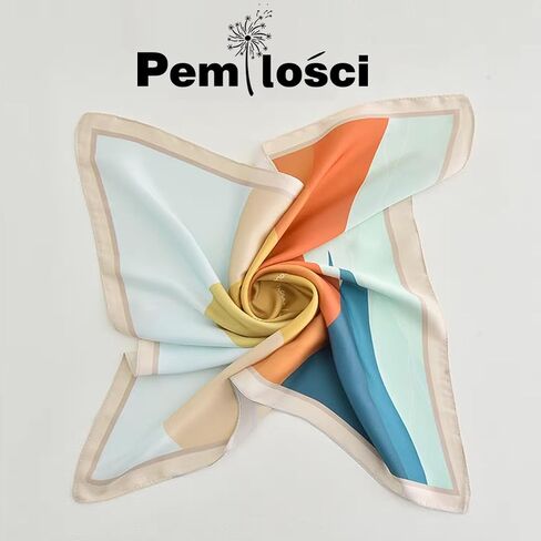 وشاح شعر عصري من Pemilosci للنساء بملمس حريري ناعم أوشحة رأس لف الرأس عصابات مربعة مقاس 21 × 21 بوصة in Kuwait