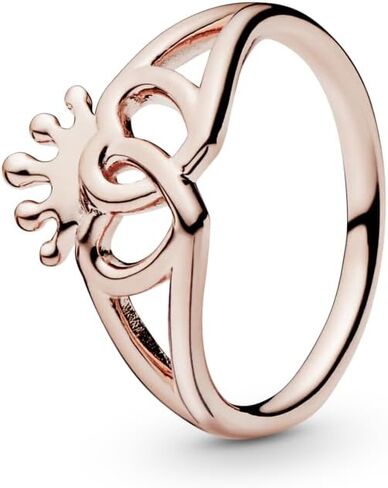 Pandora Crown & Intertwined Hearts Ring - Perfect Promise Ring - Rose Gold Stackable Ring for Women - 14k Rose Gold-Plated Unique Metal Blend in Saudi Arabia