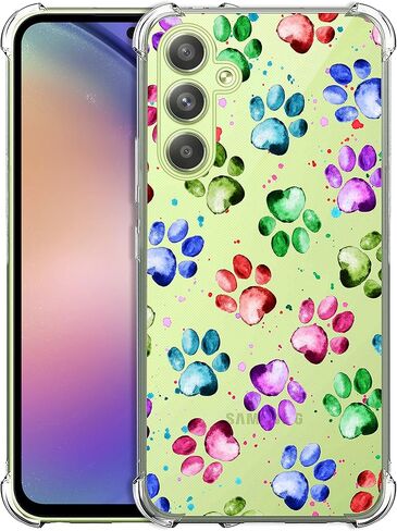Glisten - Samsung Galaxy A54 Case, Samsung A54 Clear Case - Dog Paw Watercolored Printed Printed Durable Slim Fit Transparent Shockproof Designer Back Clear Case/Cover for Samsung A54 5G. in Kuwait