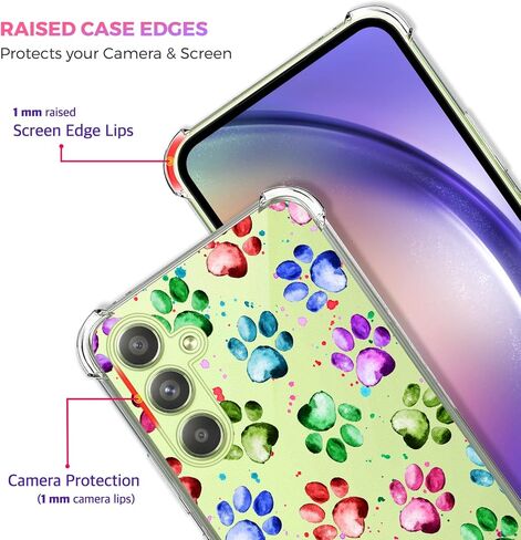 Glisten - Samsung Galaxy A54 Case, Samsung A54 Clear Case - Dog Paw Watercolored Printed Printed Durable Slim Fit Transparent Shockproof Designer Back Clear Case/Cover for Samsung A54 5G. in Kuwait
